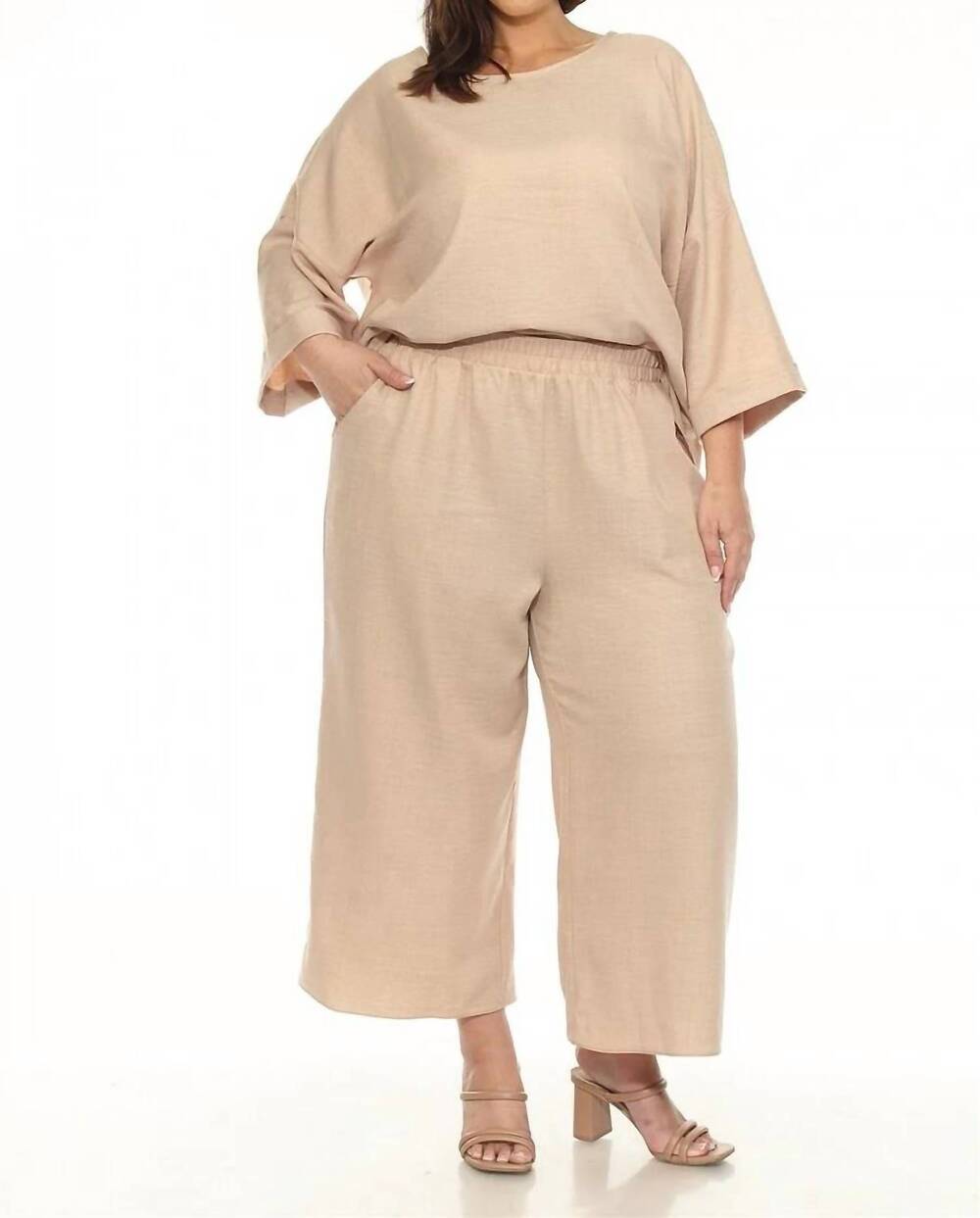 NEW SPIN wide leg pant - plus in sand dune